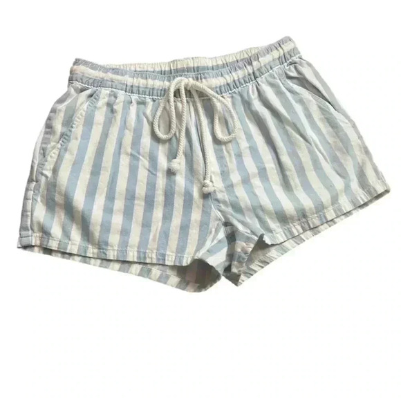 Aerie Striped Blue White Drawstring Pull on Shorts Size XS - Picture 1 of 3